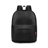 Rubyshop.id - Waterproof School Backpack - Backpack Leather Patch Black Waterproof Backpack