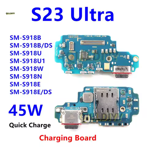 45W USB Charging Port Flex Cable For Samsung Galaxy S23 Ultra S918B SM-S918B/DS S918E S918U Charger
