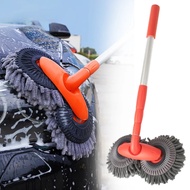 【Retractable】 Auto Special Mop Roof Window Cleaning Maintenance Rotating Double Brush Head Car Wash Mop