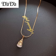 emas 916 original real gold Korean jade gourd necklace simple opal clavicle chain female ins wild ne