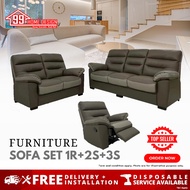 READY STOCK 99 HOME : SF7021 - 1S+2S+3S/2S+3S LIVING ROOM FURNITURE SOFA SET COVERED BY CASA LEATHER