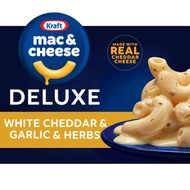 Kraft Deluxe White Cheddar and Garlic & Herbs Mac N Cheese Dinner, 11.9 oz Box, Shelf-Stable