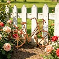 17.73in*14.3in Vintage Metal Bicycle Garden Decor, Decorative Bicycle, Rusty Bicycle Garden Decor, G