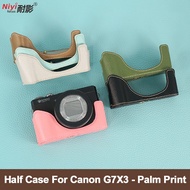 NIYI Retro Leather Base Bag Canon G7X3 Protective Half Body Case For Canon G7X Mark III Camera Cover