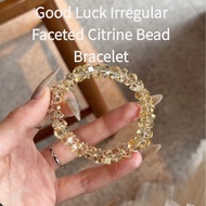 8mm Good Luck Irregular Faceted Citrine Bead Bracelet