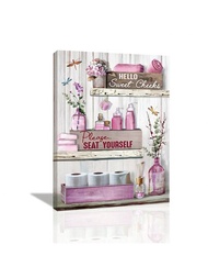 1 件成品浴室規則牆壁藝術框架,農舍浴室牆壁裝飾,有趣的粉紅色浴室牆壁海報,現代家居牆壁裝飾,適合浴室、化妝間、壁掛式、可懸掛