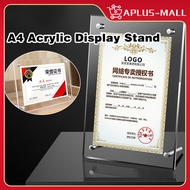 A4 Acrylic Display Stand Acrylic Certificate Document Frame Menu Holder Stand Acrylic Panel Stand