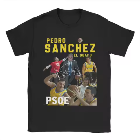 Pedro Sanchez Spain PSOE Men's Cotton shirt Oversize graphics shirts Summer round neck Short Sleeve 