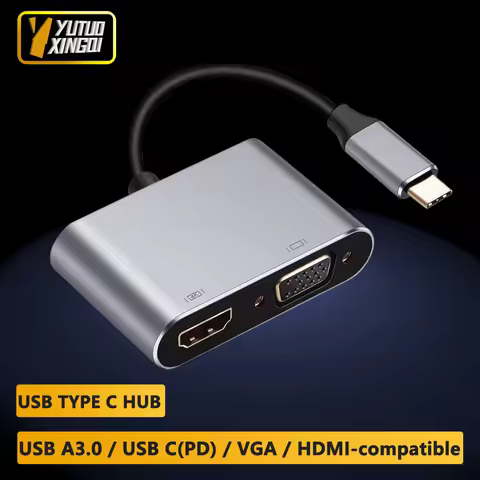 4K USB Type C to VGA 1080P USB C 3.0 PD HDMI-compatible Cable Docking Station Adapter Converter Dock