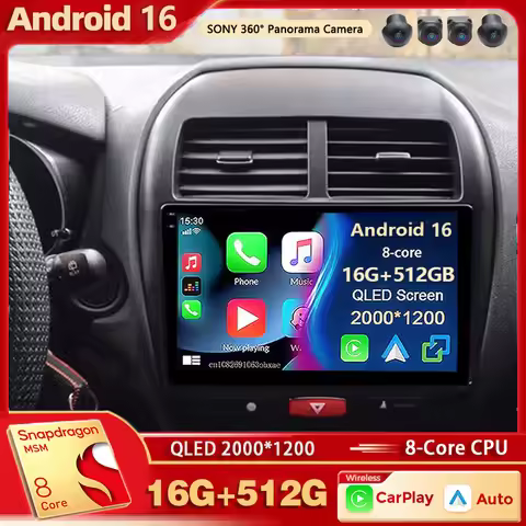 Android 16 For Mitsubishi ASX 1 2010-2016 2K QLED Stereo Car Radio Multimedia Video Player GPS AI Vo
