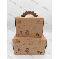 [SG Seller] Cake Box with Base / Baking Packaging Box Bear Brown Color 6 Inch  8 Inch