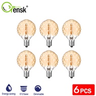 6pcs E12 LED Edison Bulb Vintage 1W G40 LED Replacement Bulb Retro Diamond Shaped Decorative Lamp Bu