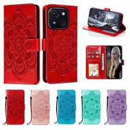 Emboss Flower Leather Phone Case For Itel A50C A669L A06 A669W Datura Wallet Flip Book Case Cover Fu
