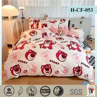 BEE Cartoon Bedsheet 1200Tc Cotton Bedsheet 5in1 With Comforter Set Fitted Bedsheet Bedding Set King
