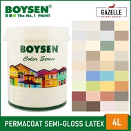 【Ready Stock】☬Boysen Permacoat Semi-Gloss Acrylic Latex Paint - 4L (For Concrete &amp; Stone Surfaces)
