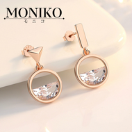 Moniko Genuine 92.5 Italy Silver Rose Gold Hexagon Stone Design Single Stone Earrings Jewelry 92.5 Italy Silver Earrings for women Fashion diamond Charm earrings