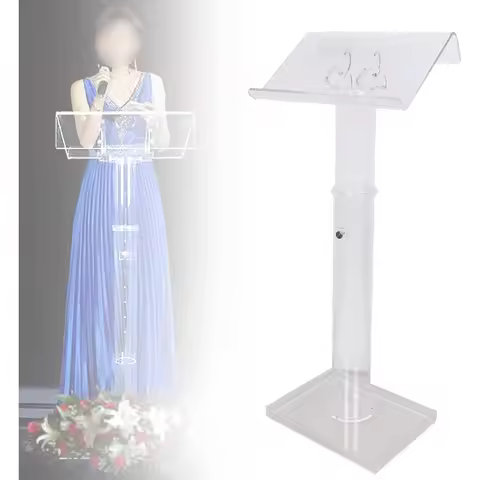 Acrylic Speaking Podium, Height Adjustable for Classroom Churches Pulpit, Presentation Podium Liftin
