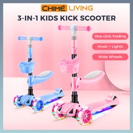 3-in-1 Kids Exercise Kick Scooter | Height Adjustable Foldable Wide Wheels | Baby 2+ Years | Outdoor Play Sports Toys