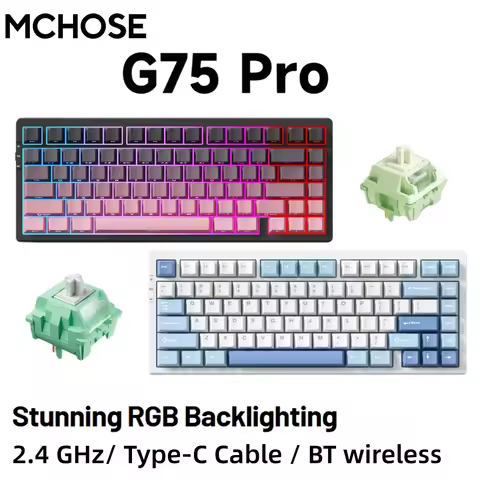 MCHOSE G75 Pro Wireless Mechanical Keyboard 75% Layout Gasket Mounted 5 Layers Dampening RGB Backlit