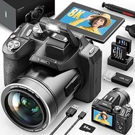 64MP 5K Professional Cameras for Photography - WiFi, Autofocus 16X Zoom, 3” 180° Flip Screen, Anti-S