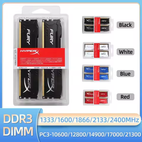 HyperX Fury Memoria DDR3 8GB 16GB (2x8GB) Kit RAM 1600MHz 1333MHz 1866MHz 2133MHz 2400MHz Desktop RA