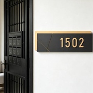 Modern Black & Gold Unit Number Signage | Sleek 3D Raised Letter Door Plate, No Drill Self-Adhesive 