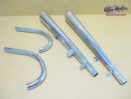 EXHUAST & HEADER PIPE CHROME SET Fit For HONDA CD125 CD175 CA175 #ท่อไอเสีย ท่อคู่ ทรง PT พร้อมคอท่อ