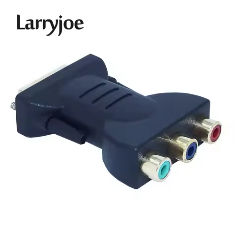 Larryjoe New DVI 24+5 Male to 3 RCA Female Component Display Adapter PC HDTV Projector Connectors