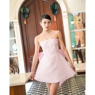 Croquette dress (Dress Premium Mini Corset Fit Flare Elegant Detachable Ribbon)