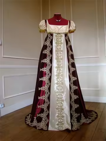 Victorian Regency Era Dress Empire Waist Jane Austen Costume Dress Robe High Waistline Regency Tea P