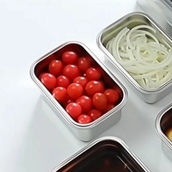 日本霜山 卡扣式304不鏽鋼保鮮盒(附蓋)-800ml-3入