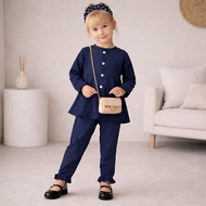 1-6Y | Kids Muslimah Plain Peplum Suit Set | Long Sleeve Top & Pants | GK8