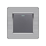 FLKL 220V Gray Wall Key Switch Panel 13amp Universal 3/6 Pin Plug Socket with USB Suiz on Off Lampu 