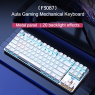 คีย์บอร์ดกลไกแบบมีสาย Aula F3087 87 ปุ่ม คีย์บอร์ดเกมมิ่งพกพา ปุ่มเต็มไม่มีปุ่มกด ไฟ RGB สำหรับพีซี 