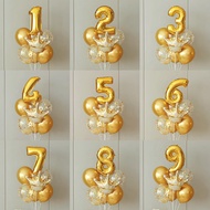 1 Set Balloon Stand Kits Balloon Holder with Gold CrownConfetti Number Balloon for Table 1st 2 3 4 5