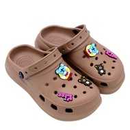 FENTINA Sandal Platform Wanita Sol Lembut Tinggi Olahraga Nyaman Anti Licin Sepatu Sendal Baim Wedge