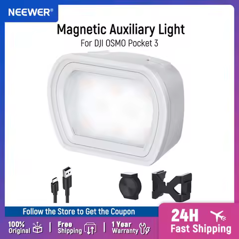 NEEWER Basics Magnetic Auxiliary Light Rechargeable Plastic Mini LED Fill Light Attachment for DJI O