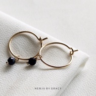 Henju By Gracy | Tiny Stone Hoops | Gemstone Earrings | Birthstone Ring | 14K Gold Filled | 14K Rose