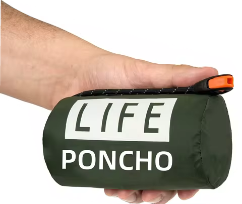 LIFE poncho Emergency Survival Rain Poncho Thermal Survival Space Blanket Raincoat Heat Reflective W