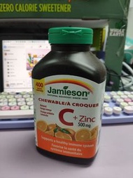 Jamieson Chewable Vitamin C + Zinc, 500 琉貨mg, 400Tablets 健美生維他命C + 鋅 500mg 400粒