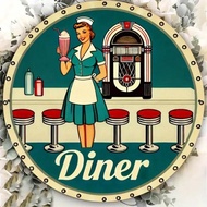 HELLOYOUNG Retro 50s Diner Metal Sign Vintage Ice Cream Parlor Wall Decor Tin Plate for Kitchen Cafe