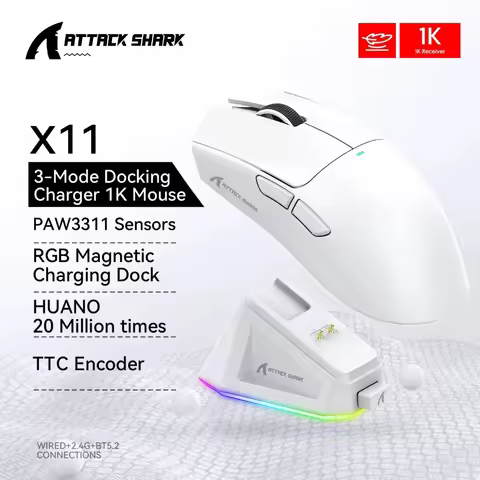 Attack Shark X11 Bluetooth Wireless mouse Esports Games With charging dock ergonomics 22000DPI Magne