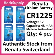 [4pcs] Renata CR1225 Lithium Battery 3V BR1225 1225 [Authentic] Made in Switerland