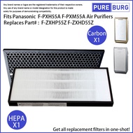 Fits Panasonic F-PXH55A F-PXM55A Air Purifier Replacement HEPA + Activated Carbon Filter Set Part # F-ZXHP55Z F-ZXHD55Z