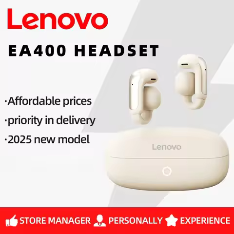 Original Lenovo EA400 Wireless Headphones Ear Clip Bluetooth Earphones Stereo Gaming Music Noise Red