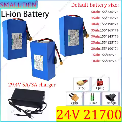 24V 10Ah 15Ah 20Ah 25Ah 30Ah 35Ah 40Ah 45Ah 50Ah 21700 lithium battery pack 0-1000W high-power elect