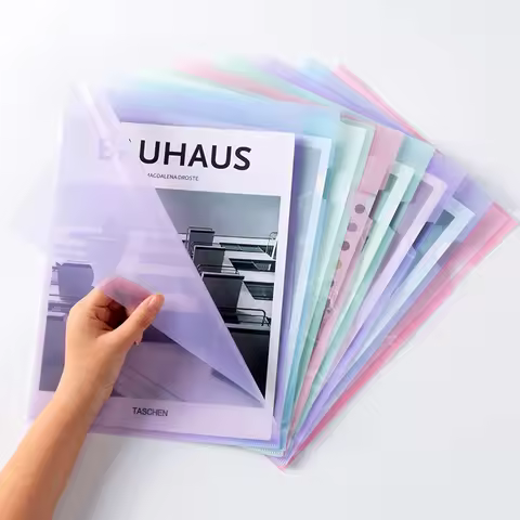 24Pcs L Type Folders A4 Plastic File Project Pockets File Folder Clear Paper Document Jacket Sleeve