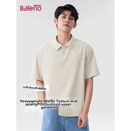 ி Baleno Polo Shirt Men Short 230g Waffle Summer T-Shirt Men's Business Loose Turn-down Collar Half