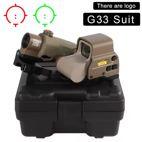 Holographic Collimator Sight 558 G33 G43 Red Green Dot Sight 3X Magnifier Tactical Reflex Hunting Ri