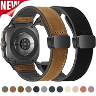 Leather Soft Strap For Samsung Galaxy Watch 7 Ultra 47mm Magnetic Folding Clasp Watchband For Smart 